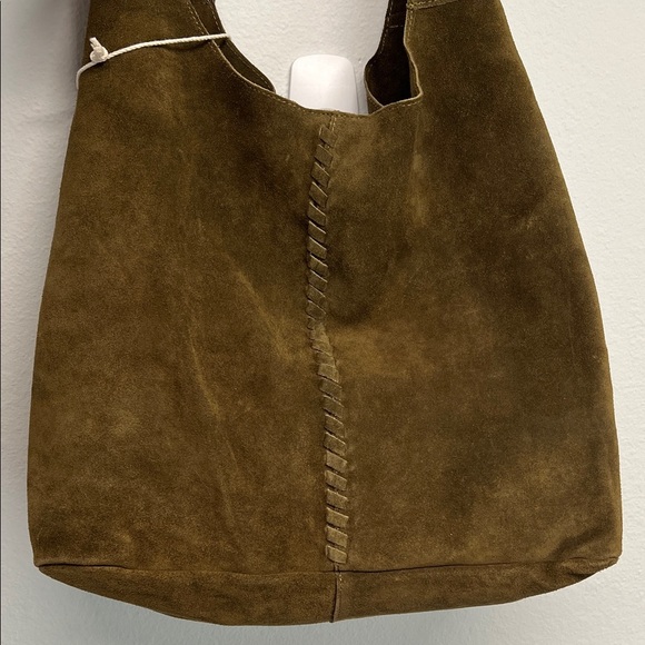 Haute Hippie | Olive Green Suede/Leather Festival Hobo Bag w/ Matching Mini Bag - Picture 7 of 16